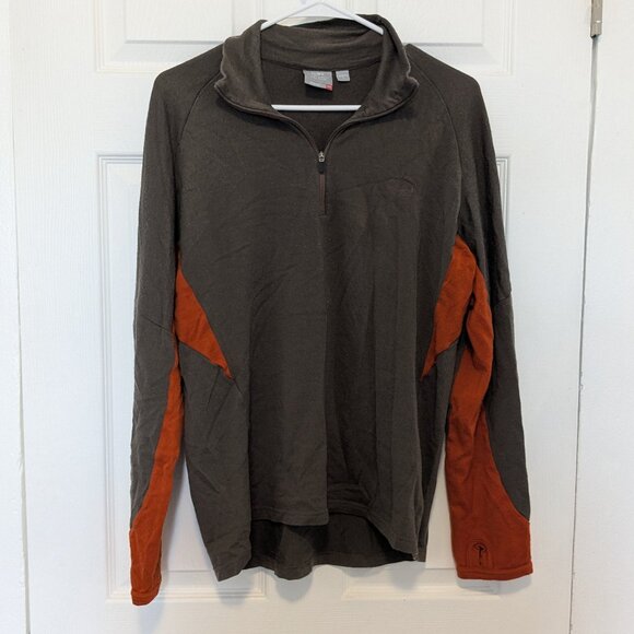 Icebreaker Bodyfit 260 1/4 Zip Mens Large Slim Fit Brown Orange 100% Merino Wool - Picture 1 of 9